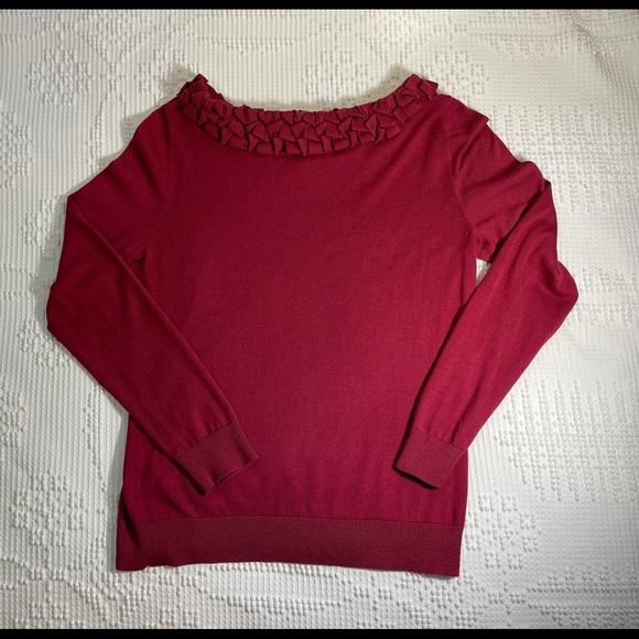 Talbots Pullover Sweater with Ruffled Neckline. - Picture 7 of 11